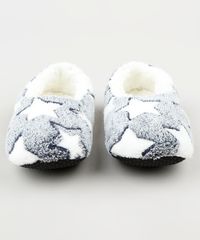 Pantufa-Feminina-Estampada-de-Estrelas-em-Pelucia--Cinza-9849648-Cinza_5