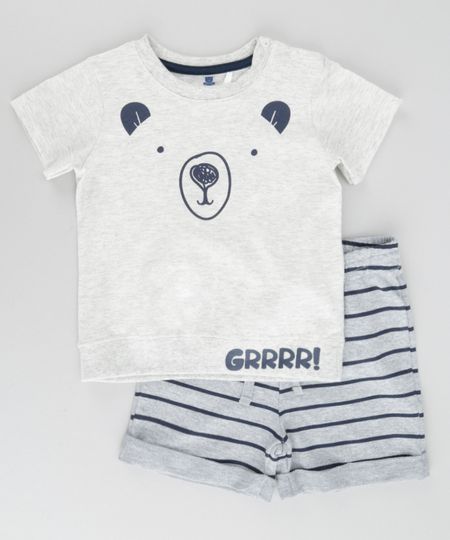 Conjunto-de-Camiseta--Urso----Bermuda-Listrada-Cinza-Mescla-8595733-Cinza_Mescla_1
