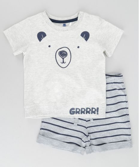 Conjunto-de-Camiseta--Urso----Bermuda-Listrada-Cinza-Mescla-8595733-Cinza_Mescla_1