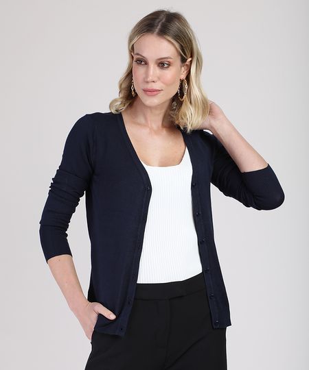 Cardigan-Feminino-Basico-em-Trico-Decote-V-Azul-Marinho-9811049-Azul_Marinho_1