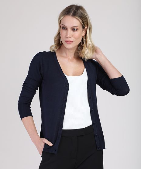 Cardigan-Feminino-Basico-em-Trico-Decote-V-Azul-Marinho-9811049-Azul_Marinho_1