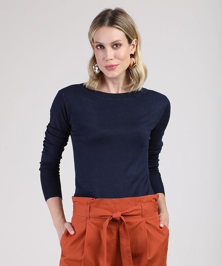 Sueter-Feminino-Basico-em-Trico-Decote-Redondo-Azul-Marinho-9811051-Azul_Marinho_1