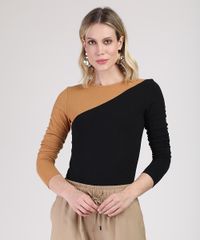 Blusa-Feminina-Canelada-Bicolor-Manga-Longa-Decote-Redondo-Preta-9879258-Preto_1