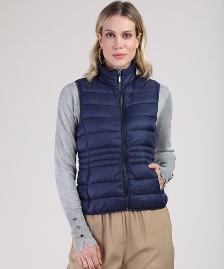Colete-Feminino-Puffer-em-Nylon-com-Bolsos-Gola-Alta-Azul-Marinho-9818695-Azul_Marinho_1