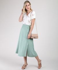 Saia-Feminina-Midi-Evase-com-Botoes-e-Fenda-Verde-Claro-9892066-Verde_Claro_3