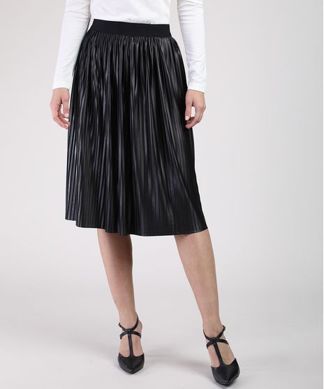 Saia-Feminina-Midi-Plissada-Acetinada-Preta-9942192-Preto_1