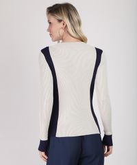Sueter-Feminino-Bicolor-em-Trico-Decote-Redondo-Kaki-Claro-9796402-Kaki_Claro_2