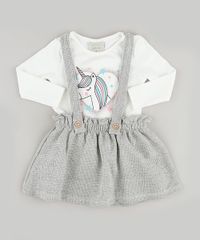 Conjunto-Infantil-de-Blusa-Unicornio-Manga-Longa-Branca---Salopete-com-Textura-e-Botoes-Cinza-9933964-Cinza_1
