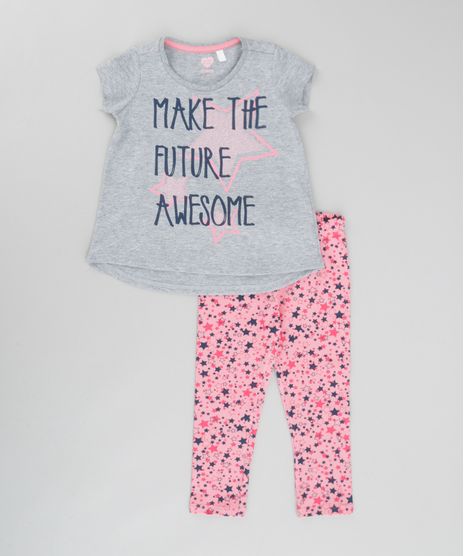 Conjunto-de-Blusa-Cinza-Mescla---Calca-Legging-Estampada-Rosa-8672756-Rosa_1