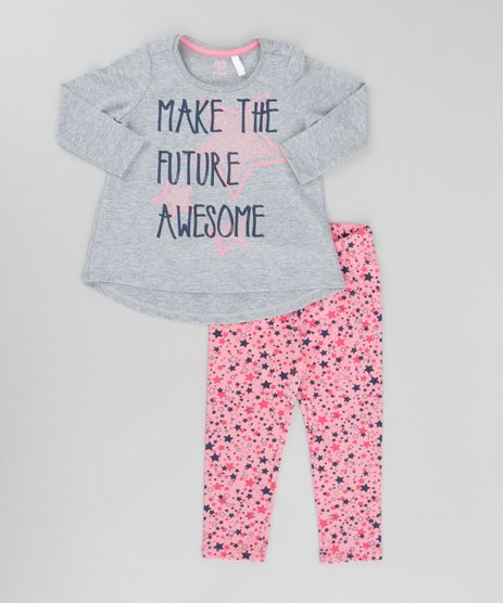 Conjunto-de-Blusa-Cinza-Mescla---Calca-Legging-Estampada-Rosa-8672762-Rosa_1