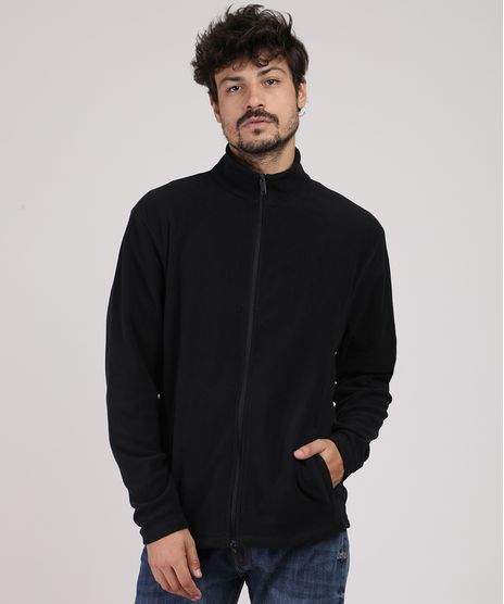 Blusao-Masculino-Basico-em-Fleece-com-Bolsos-Preto-9783388-Preto_1