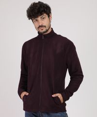 Blusao-Masculino-Basico-em-Fleece-com-Bolsos-Marrom-Escuro-9783388-Marrom_Escuro_1
