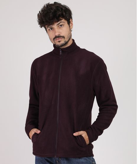 Blusao-Masculino-Basico-em-Fleece-com-Bolsos-Marrom-Escuro-9783388-Marrom_Escuro_1