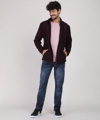 Blusao-Masculino-Basico-em-Fleece-com-Bolsos-Marrom-Escuro-9783388-Marrom_Escuro_3