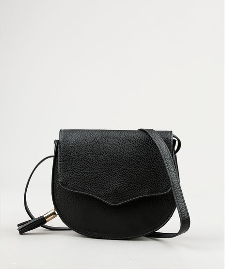 Bolsa-Feminina-Transversal-Pequena-com-Tassel-Preta-8369122-Preto_1