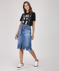 Blusa-Feminina-de-Banda-Queen-Manga-Curta-Decote-Redondo-Preta-9836940-Preto_3