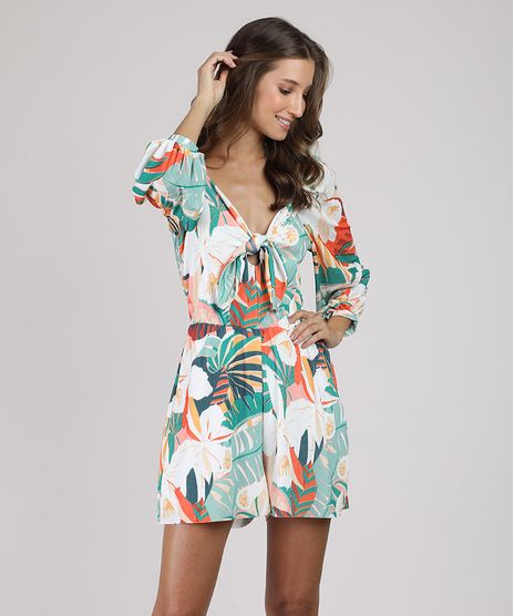 Macaquinho-Feminino-Estampado-de-Folhagem-com-No-Manga-Bufante-Verde-9941791-Verde_1