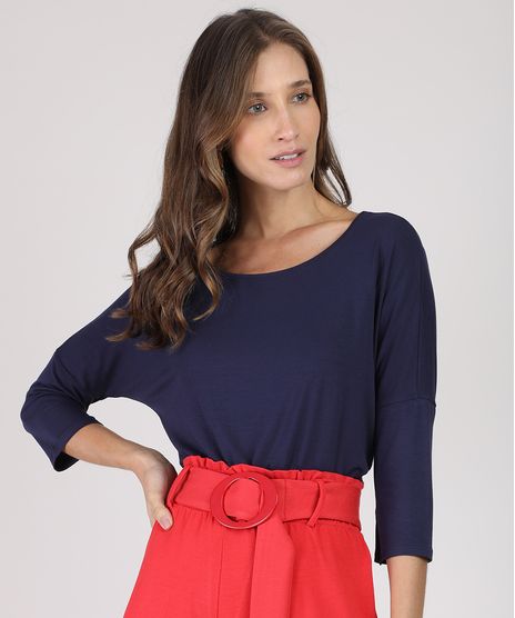 Blusa-Feminina-Ampla-Manga-3-4-Decote-Redondo-Azul-Marinho-9509004-Azul_Marinho_1
