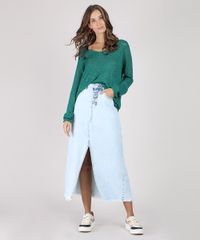 Sueter-Feminino-Amplo-em-Trico-Flame-Decote-V-Verde-9806261-Verde_3