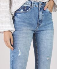 Calca-Jeans-Feminina-Skinny-Cropped-Cintura-Alta-com-Puidos-Azul-Claro-9894067-Azul_Claro_4