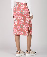Saia-Feminina-Midi-Canelada-Estampada-Floral-Coral-9942714-Coral_2