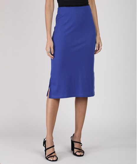Saia-Feminina-Midi-Canelada-Azul-Royal-9945862-Azul_Royal_1