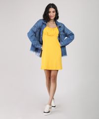 Vestido-Feminino-Curto-Texturizado-com-Laco-na-Alca-Fina-Amarelo-9941440-Amarelo_3