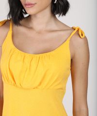 Vestido-Feminino-Curto-Texturizado-com-Laco-na-Alca-Fina-Amarelo-9941440-Amarelo_4