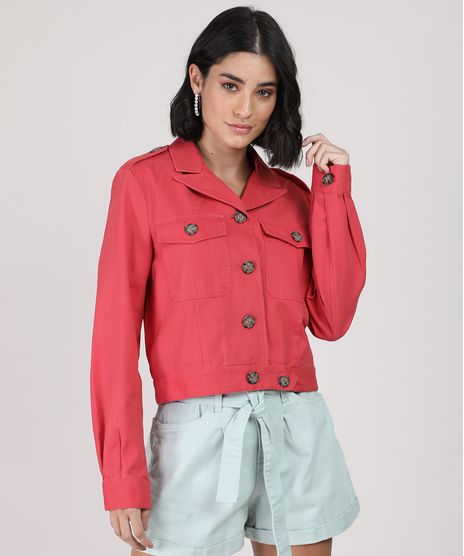 Jaqueta-de-Sarja-Feminina-Cropped-com-Bolsos-Rosa-Escuro-9817766-Rosa_Escuro_1