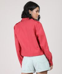 Jaqueta-de-Sarja-Feminina-Cropped-com-Bolsos-Rosa-Escuro-9817766-Rosa_Escuro_2