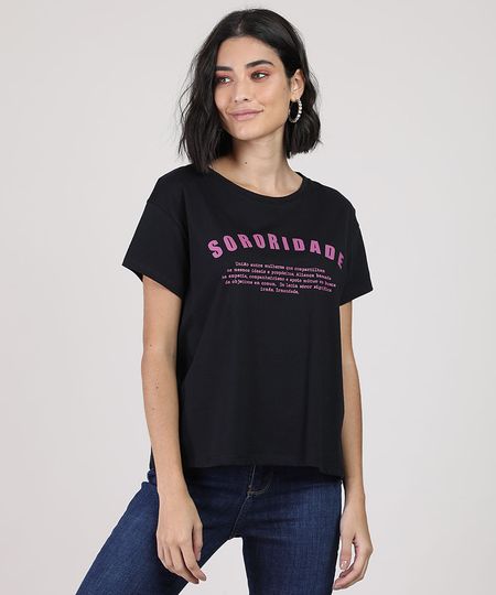 Blusa-Feminina--Sororidade--Manga-Curta-Decote-Redondo-Preta-9876482-Preto_1 Blusa-Feminina--Sororidade--Manga-Curta-Decote-Redondo-Preta-9876482-Preto_1