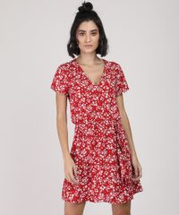 Vestido-Feminino-Curto-Estampado-Floral-Manga-Curta-Vermelho-9877765-Vermelho_1