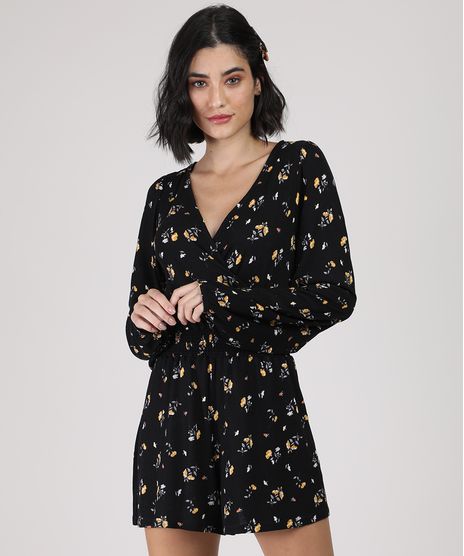 Macaquinho-Feminino-Estampado-Floral-com-Recorte-Manga-Longa-Preto-9882659-Preto_1