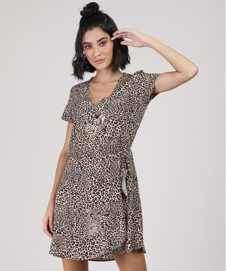 Vestido-Feminino-Curto-Estampado-Animal-Print-Onca-Manga-Curta-Bege-9877766-Bege_1