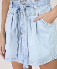 Saia-Jeans-Feminina-Curta-com-Faixa-para-Amarrar-Azul-Claro-9944931-Azul_Claro_4