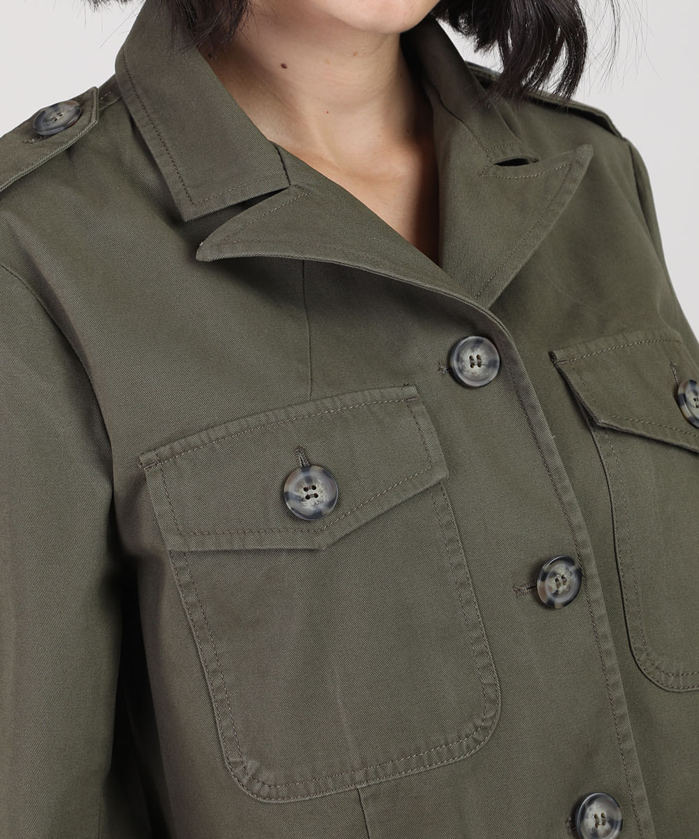 jaqueta de sarja feminina militar