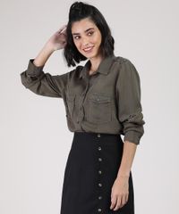 Camisa-Feminina-com-Bolsos-Manga-Longa-Verde-Militar-9944908-Verde_Militar_1
