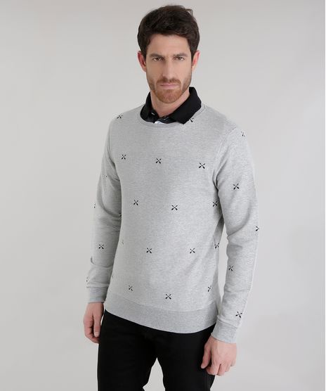 Blusao-em-Moletom-Estampado-de-Flechas-Cinza-Mescla-8589305-Cinza_Mescla_1