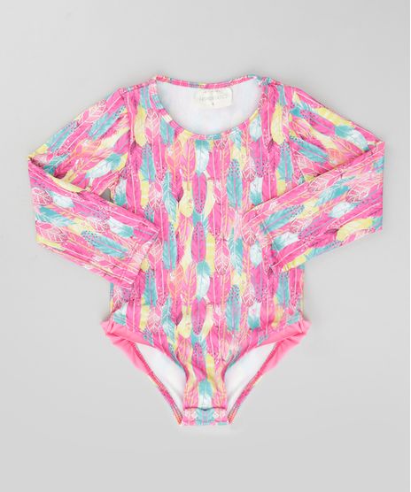 Maio-Estampado-de-Penas-com-Protecao-UV50-Rosa-8661538-Rosa_1