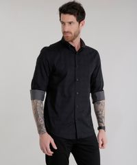 Camisa-Slim-em-Algodao---Sustentavel-Preta-8581116-Preto_1