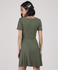 Vestido-Feminino-Curto-Canelado-com-Botoes-Manga-Curta-Verde-Militar-9920398-Verde_Militar_2