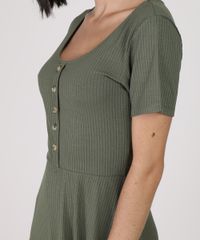 Vestido-Feminino-Curto-Canelado-com-Botoes-Manga-Curta-Verde-Militar-9920398-Verde_Militar_4