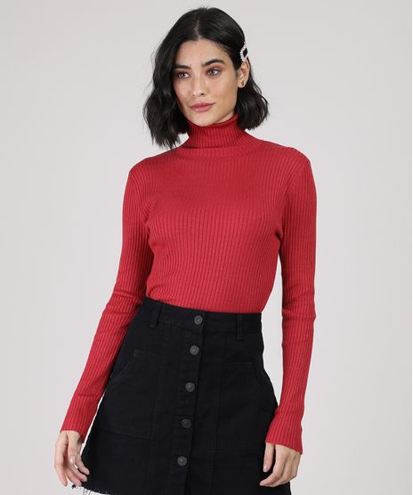 Blusa-Feminina-Canelada-Manga-Longa-Gola-Alta-Vermelha-9810927-Vermelho_1