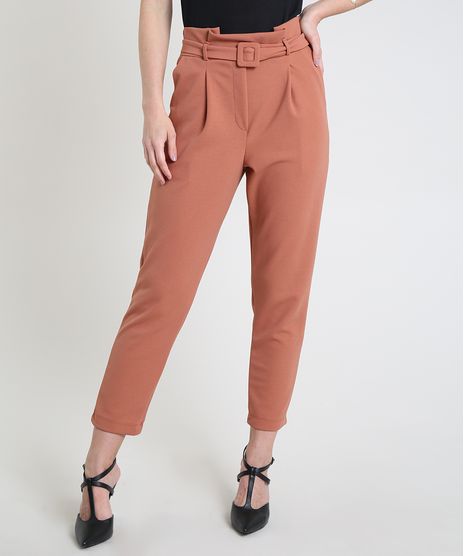 Calca-Feminina-Carrot-Clochard-Alfaiatada-Cintura-Alta-com-Cinto-Cobre-9941796-Cobre_1