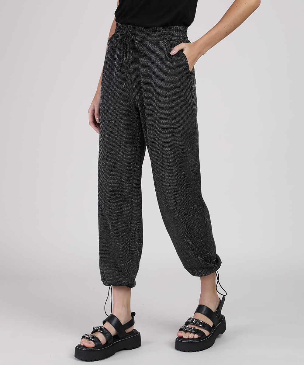 calça jogger lurex feminina