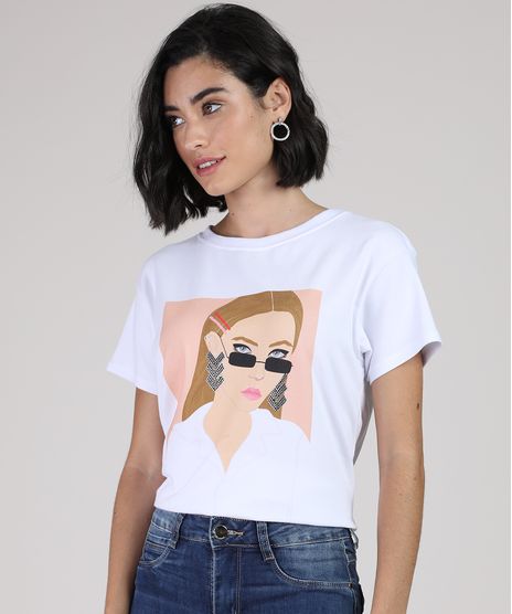 Blusa-Feminina-Mulher-com-Oculos-e-Strass-Manga-Curta-Decote-Redondo-Branca-9912940-Branco_1