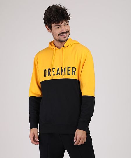 Blusao-Masculino-em-Moletom-com-Recorte-e-Capuz-Amarelo-9799251-Amarelo_1