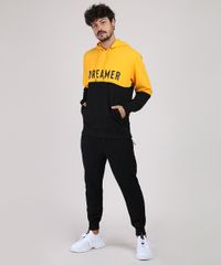 Blusao-Masculino-em-Moletom-com-Recorte-e-Capuz-Amarelo-9799251-Amarelo_3