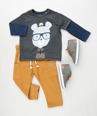 Camiseta-Infantil-Urso-Nerd-Manga-Longa-com-Sobreposicao-Chumbo-9946609-Chumbo_3