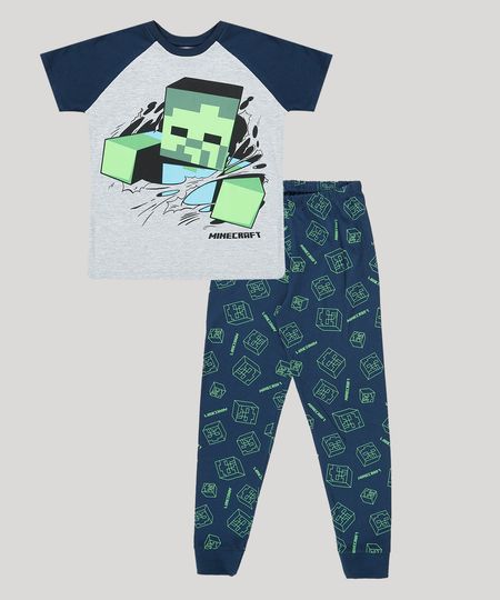 Pijama-Infantil-Minecraft-Camiseta-Manga-Curta-Cinza-Mescla-9884816-Cinza_Mescla_1 Pijama-Infantil-Minecraft-Camiseta-Manga-Curta-Cinza-Mescla-9884816-Cinza_Mescla_1